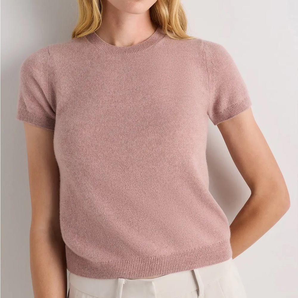 Quince Short-Sleeve Knit cashmere tee